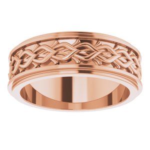 18k Yellow Or White Or Rose Gold Double Stepped-Edge Sculptural Flat Band