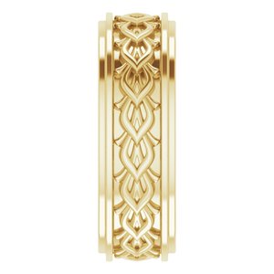 18k Yellow Or White Or Rose Gold Double Stepped-Edge Sculptural Flat Band