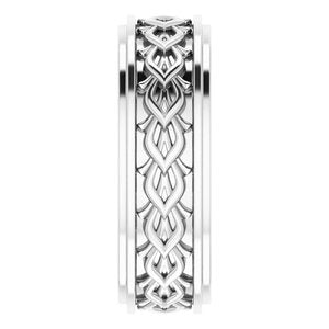 10k Yellow Or White Or Rose Gold Double Stepped-Edge Sculptural Flat Band
