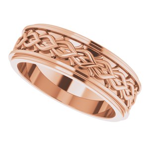 18k Yellow Or White Or Rose Gold Double Stepped-Edge Sculptural Flat Band