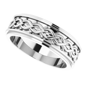 Platinum Double Stepped-Edge Sculptural Flat Band