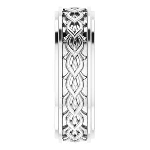 10k Yellow Or White Or Rose Gold Double Stepped-Edge Sculptural Flat Band