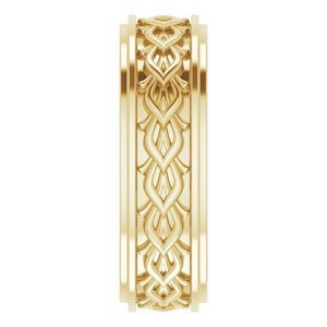 10k Yellow Or White Or Rose Gold Double Stepped-Edge Sculptural Flat Band