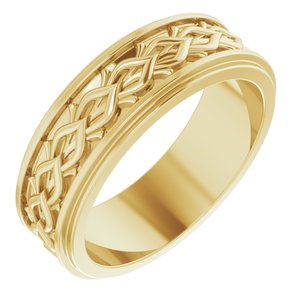 18k Yellow Or White Or Rose Gold Double Stepped-Edge Sculptural Flat Band