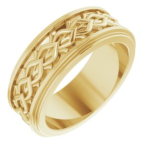 18k Yellow Or White Or Rose Gold Double Stepped-Edge Sculptural Flat Band