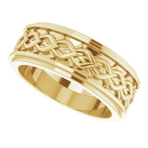 18k Yellow Or White Or Rose Gold Double Stepped-Edge Sculptural Flat Band