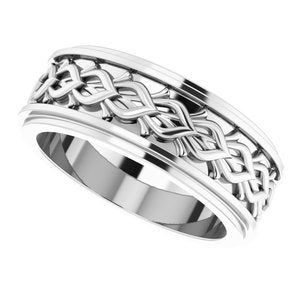10k Yellow Or White Or Rose Gold Double Stepped-Edge Sculptural Flat Band