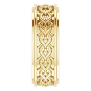18k Yellow Or White Or Rose Gold Double Stepped-Edge Sculptural Flat Band