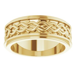 10k Yellow Or White Or Rose Gold Double Stepped-Edge Sculptural Flat Band