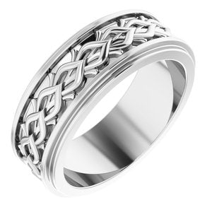 18k Yellow Or White Or Rose Gold Double Stepped-Edge Sculptural Flat Band