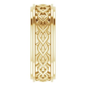 10k Yellow Or White Or Rose Gold Double Stepped-Edge Sculptural Flat Band