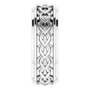 10k Yellow Or White Or Rose Gold Double Stepped-Edge Sculptural Flat Band