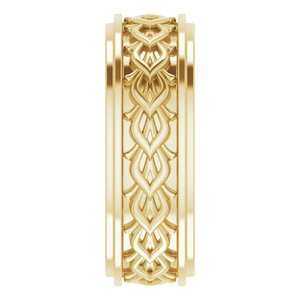14k Yellow Or White Or Rose Gold Double Stepped-Edge Sculptural Flat Band