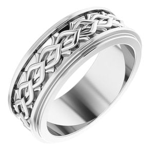 18k Yellow Or White Or Rose Gold Double Stepped-Edge Sculptural Flat Band