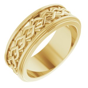 18k Yellow Or White Or Rose Gold Double Stepped-Edge Sculptural Flat Band