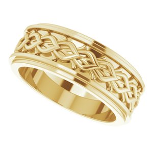 18k Yellow Or White Or Rose Gold Double Stepped-Edge Sculptural Flat Band