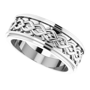 14K X1 White Gold Double Stepped-Edge Sculptural Flat Band