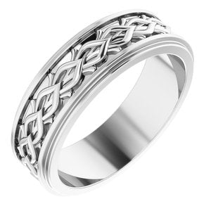 10k Yellow Or White Or Rose Gold Double Stepped-Edge Sculptural Flat Band