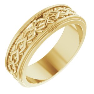 10k Yellow Or White Or Rose Gold Double Stepped-Edge Sculptural Flat Band