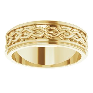 10k Yellow Or White Or Rose Gold Double Stepped-Edge Sculptural Flat Band