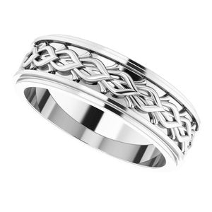 Platinum Double Stepped-Edge Sculptural Flat Band