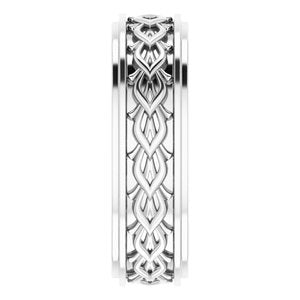 18k Yellow Or White Or Rose Gold Double Stepped-Edge Sculptural Flat Band