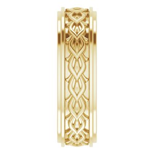 18k Yellow Or White Or Rose Gold Double Stepped-Edge Sculptural Flat Band
