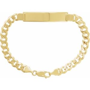 14K Yellow Gold 40 X 8.9 Mm 9 In Polished Men's Curb Identification Bracelet