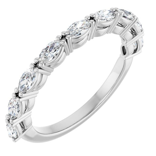 14K Yellow Or White Gold Marquise 4 X 2 Mm Polished 5/8 Ctw Lab-Grown Diamond Anniversary Band