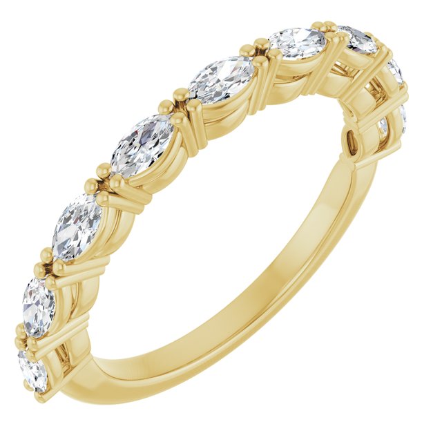 14K Yellow Or White Gold Marquise 4 X 2 Mm Polished 5/8 Ctw Lab-Grown Diamond Anniversary Band