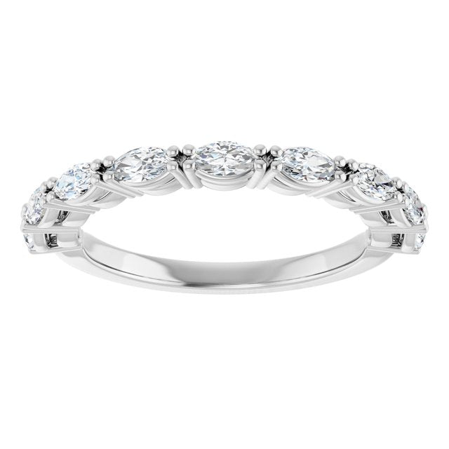 14K Yellow Or White Gold Marquise 4 X 2 Mm Polished 5/8 Ctw Lab-Grown Diamond Anniversary Band