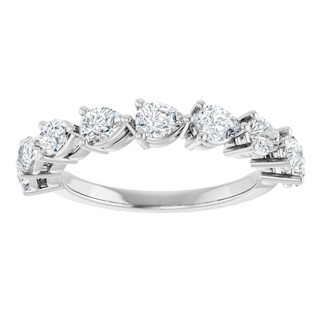 14K Yellow Or White Gold Pear 4 X 3 Mm Polished 1 1/4 Ctw Lab-Grown Diamond Anniversary Band