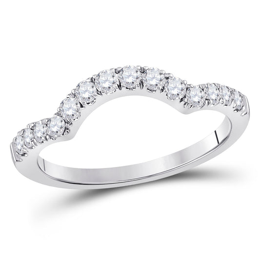 14K White Gold Womens Round Diamond Solitaire Enhancer Wedding Band 1/2 Cttw, Womens Size: 5-10