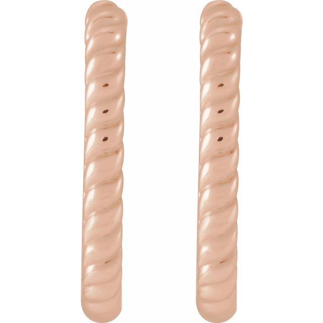 14K Rose Gold 20 X 12.5 Mm 2.3 Mm Pair Hinged Polished Elongated Oval Rope Huggies