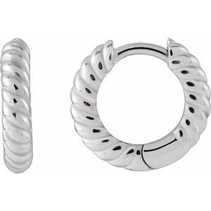 14K Yellow Gold Or Sterling Silver Hinged Polished Rope Huggie Earring, Length: 12.01 Mm, Thickness: 2.61 Mm
