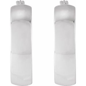14K White Gold Pair Hoop Earrings, Length: 20 Mm, Thickness: 6 Mm