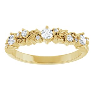 14K Yellow Gold 1/4 CTW Natural Diamond Floral Inspired Anniversary Band Size 7