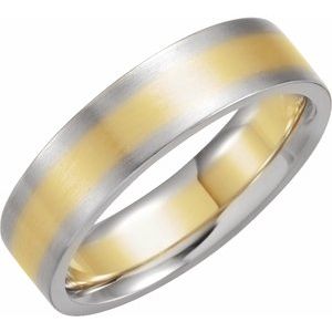 14K White/Yellow Gold 6 Mm Polished Comfort-Fit Band Size 8.5