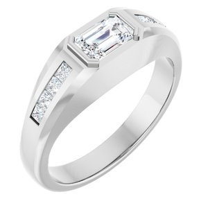 14K White Gold Emerald Shape 7 X 5 Mm 1 5/8 Ctw Lab-Grown Diamond Band Size 10