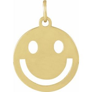 14K Yellow Gold Smiley Face 13.8 X 10 Mm Polished Smiley Face Pendant