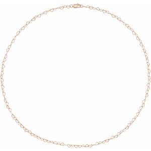 14K Rose Gold Heart Chain, Length: 7 In, Width: 3.2 Mm