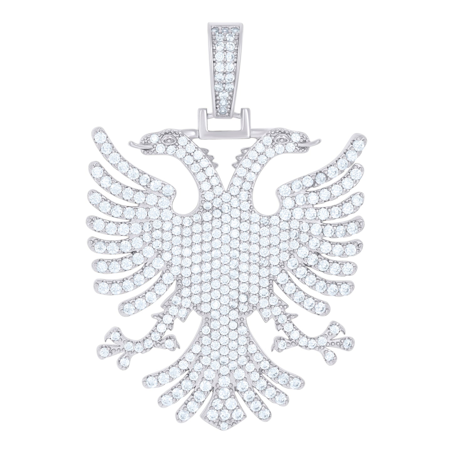 Sterling Silver Men Cubic-Zirconia Eagle Bird Patriotic Charm Pendant