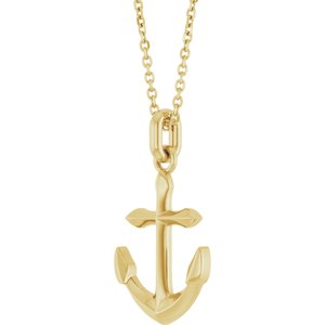 14K Yellow Gold 27.6 X 15.55 Mm 20 In Polished Anchor Necklace