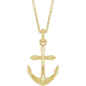 14K Yellow Gold 27.6 X 15.55 Mm 20 In Polished Anchor Necklace