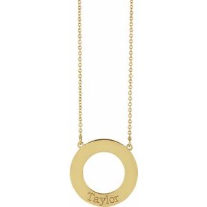 14K Yellow Gold 20 X 20 Mm 16 In Polished Engravable Necklace
