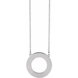 14K White Gold 20 X 20 Mm 16 In Polished Engravable Necklace