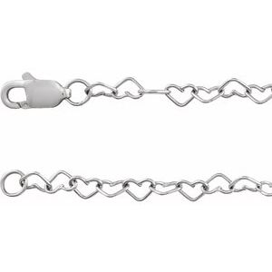 Sterling Silver Lobster Clasp Heart Chain, Length: 7 In, Width: 3.2 Mm