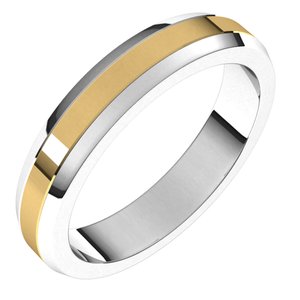 14K Yellow Or White Or Rose Gold Beveled-Edge Flat Band