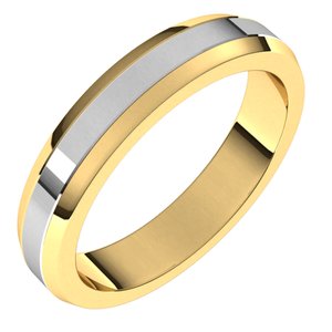 14K Yellow Or White Or Rose Gold Beveled-Edge Flat Band