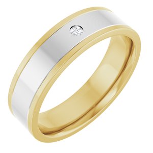 14K Yellow/White Gold 6 Mm Si2-Si3, G-H Polished .03 Ct Natural Diamond Flat Band Size 8.5